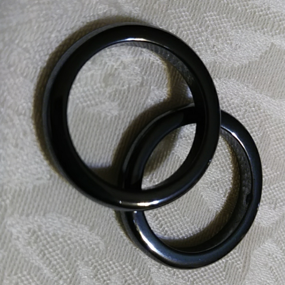 NWT-(FIRM) 2 GEMSTONE BAND RINGS. Sz 8